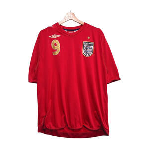 Vintage 2006 England National Team Home Red Umbro Jersey Size XL #9 Rooney
